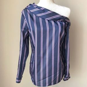 Banana Republic Striped One Shoulder Blouse | M